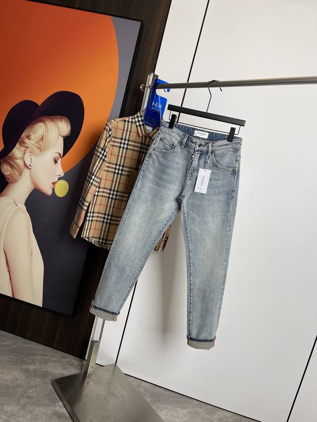 Tb 2025 Spring and Summer new original jeans, original hardware leather label! T