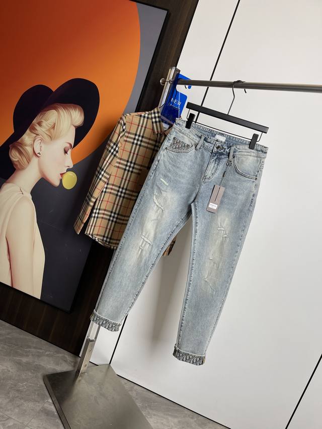 Dior 2025 spring and summer new original jeans, original hardware leather label!