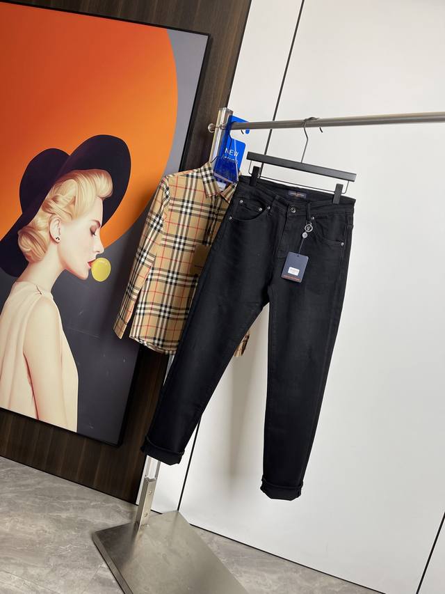 Lv2025 spring and summer new original jeans, original hardware leather label! Th