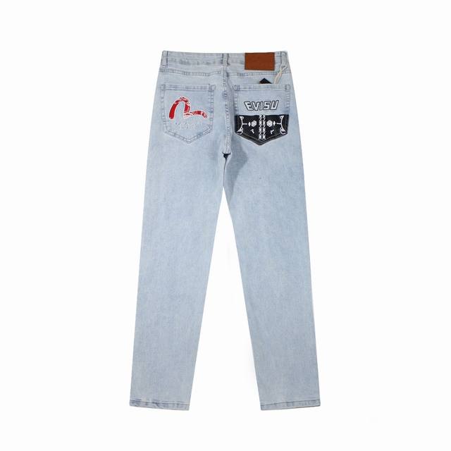 Embroidery top version Color: Denim Size: 28-34 Evisu Fushen summer men's embroi