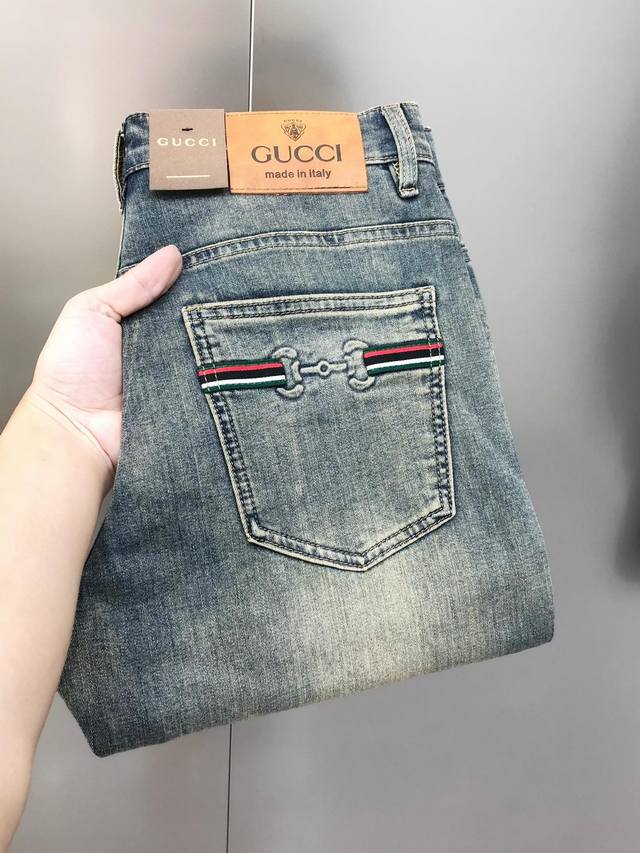 G*Cci 2025 spring and summer new men's slim-fit jeans, official website sync, si