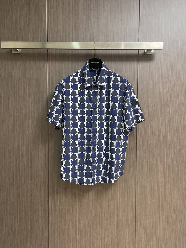 Tops and pants Lv pixel effect logo print short-sleeved shirt and shorts set, ve