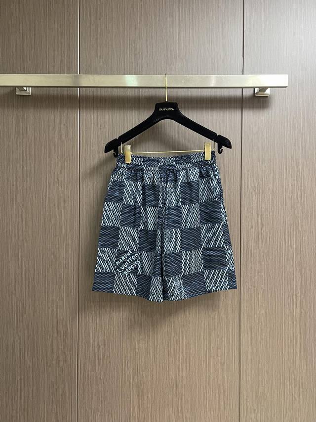Top Shorts Lv 2025Ss Spring/Summer new checkerboard jacquard short-sleeved shirt