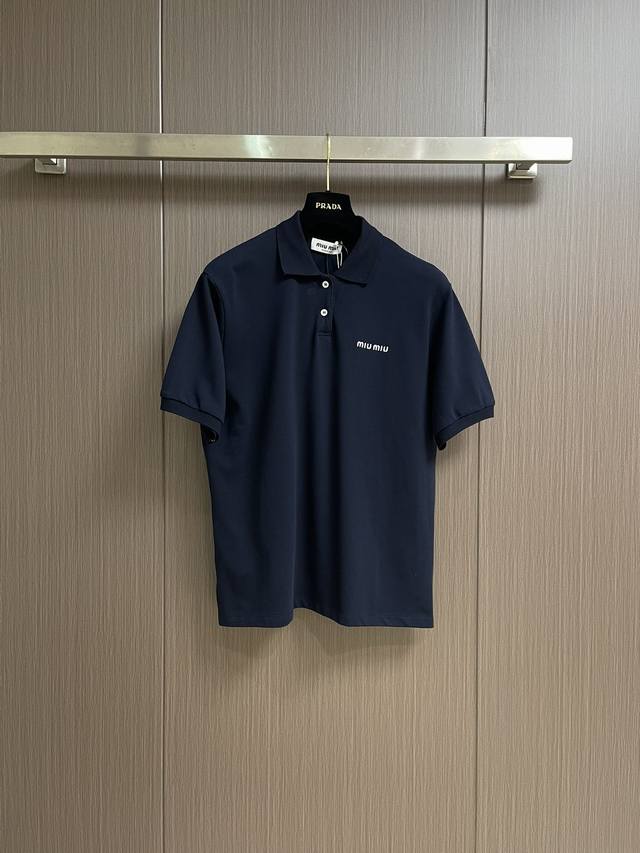 Miumiu embroidered small logo Polo shirt, made of 60-count soft cotton double-pi