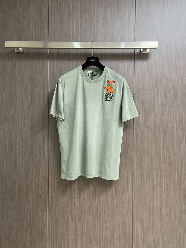 Loewe Dancing Bear Embroidered Short-Sleeved T-shirt, made of 24S special textil