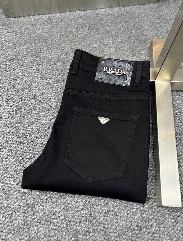 Prad* Prada Ss25 Spring and Summer new men's jeans with good elasticity. Exclusi