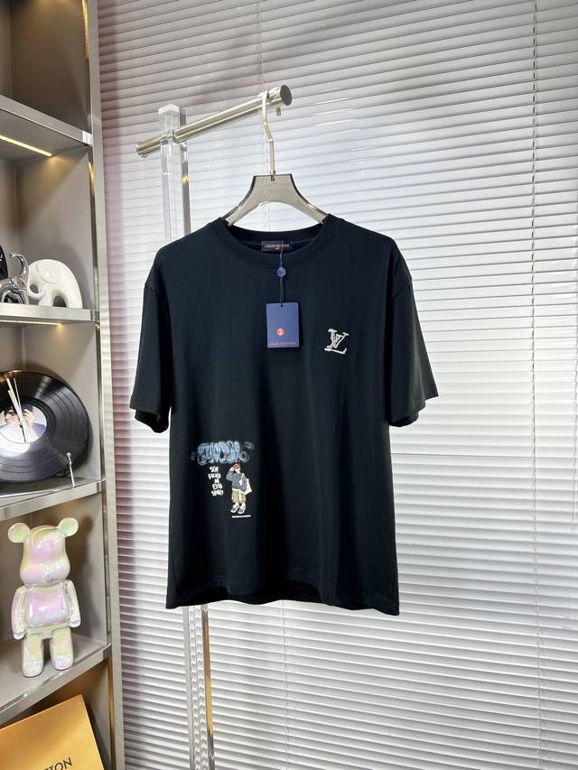 Lv*Louis Ss25 new summer short sleeves, top pattern logo, handsome and fashionab