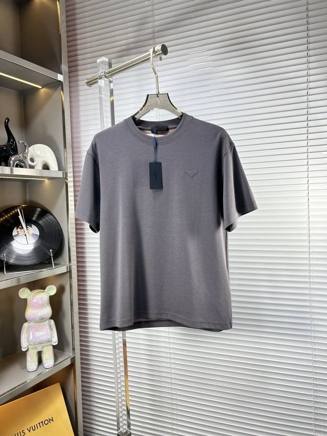 Prad* Prada Ss25 new summer short sleeves, top pattern logo, handsome and fashio