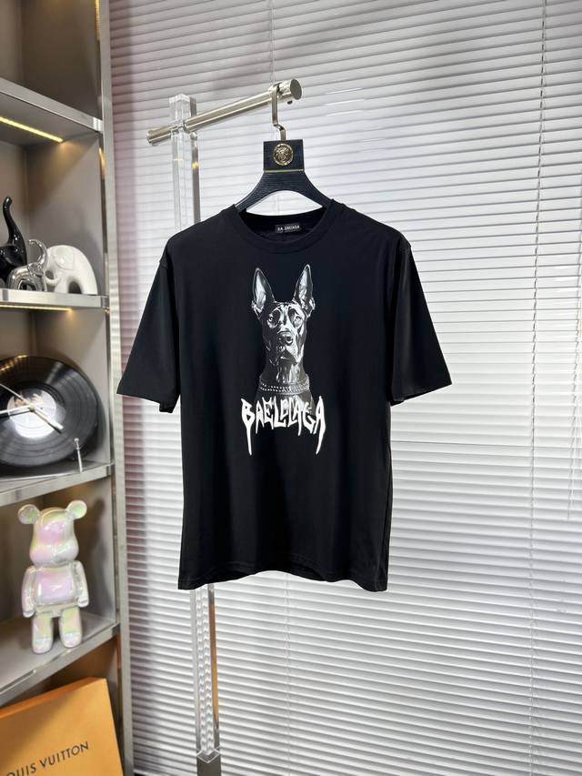 Bal* Balenciaga Ss25 Spring/Summer new short-sleeved T-shirt, mercerized cotton