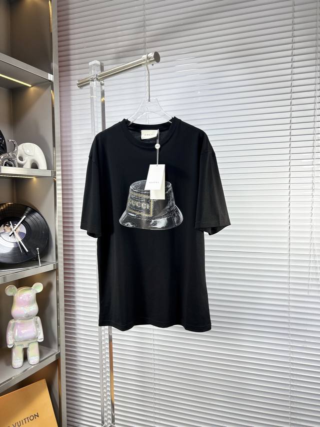 Gucc*Gucci Ss25 summer new style chest printed round neck short sleeve T-shirt,