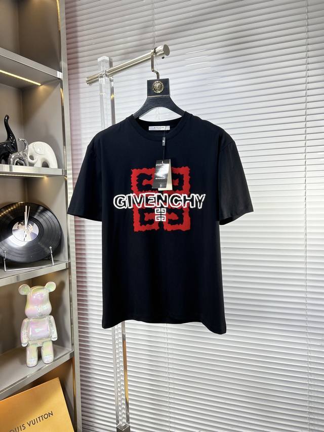 Giv* Givenchy Ss25 new summer short sleeves, top pattern logo, handsome and fash