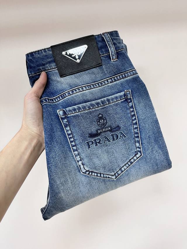 Prada 2025 spring exclusive new Prada trendy men's fashion casual jeans, spring