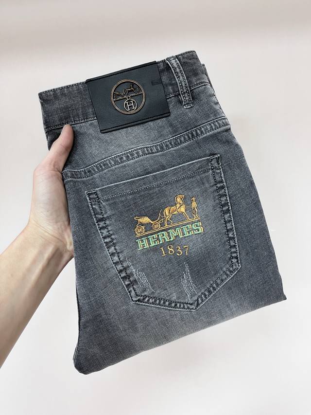 Hermes 2025 spring exclusive new secret Hermes trendy men's fashion casual jeans