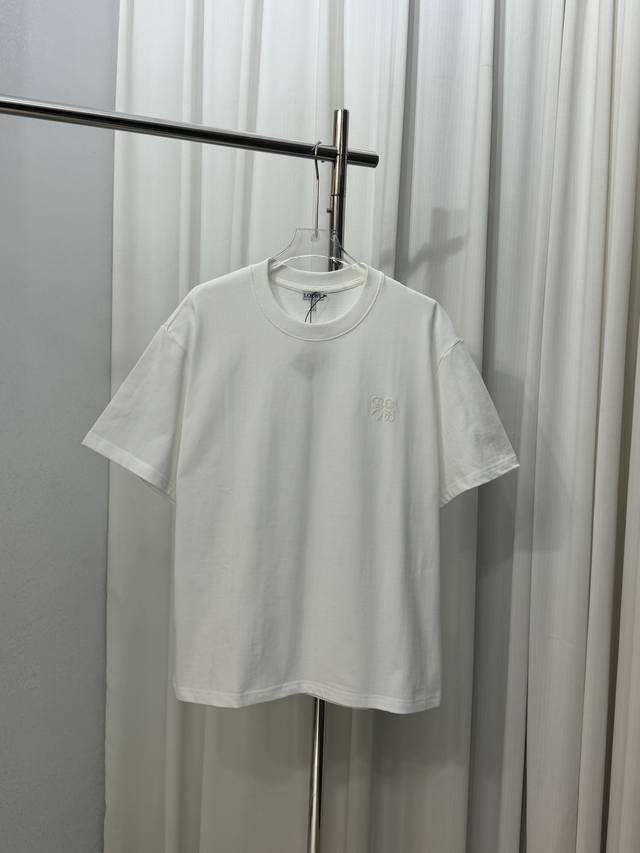 Loewe embroidered logo simple unisex short-sleeved T-shirt Customized 320g 100%