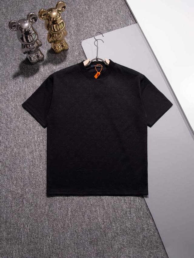 Louisvuitton 330g round neck short-sleeved T-shirt Nylon cloth jacquard logo Off