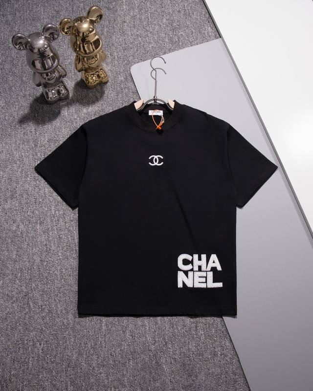 Chanel round neck short-sleeved T-shirt Towel embroidered letter logo small labe