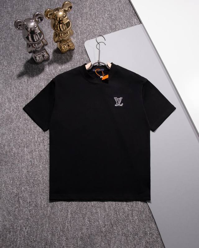 Louisvuitton round neck short-sleeved T-shirt LV letter logo embroidery Official