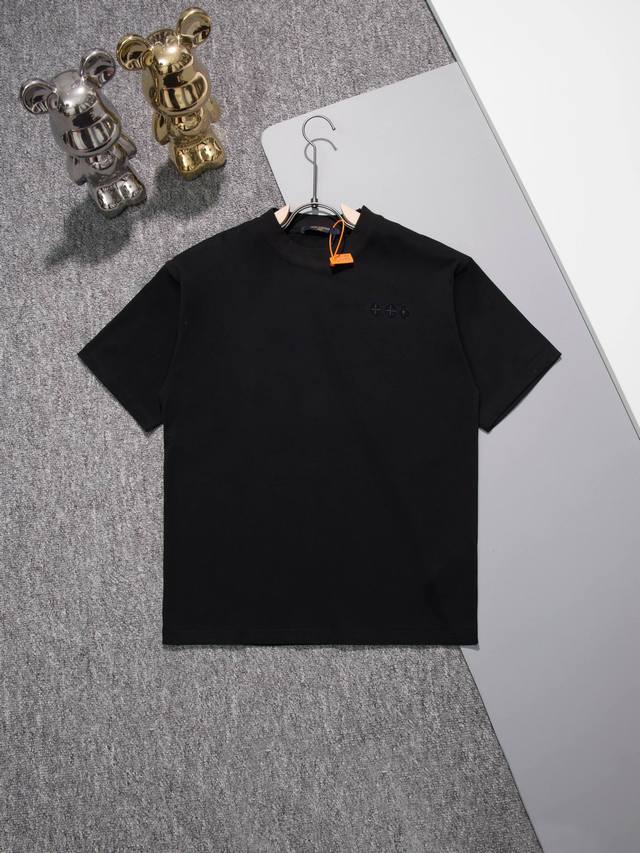 Louisvuitton round neck short-sleeved T-shirt front and back LV letter logo patc
