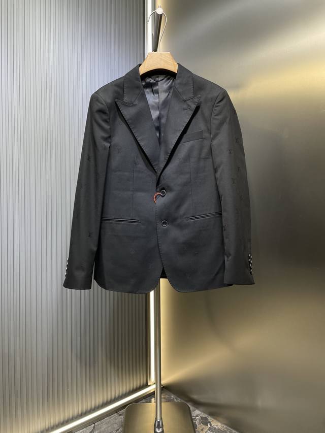 Louis Vuitton top original full jacquard suit jacket custom made soft wool satin