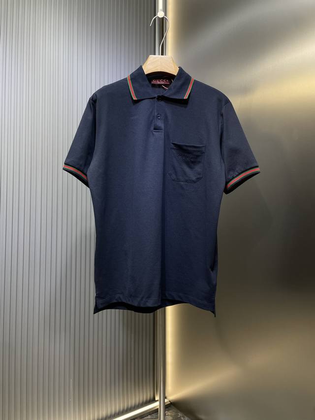 Gucci top original logo Polo shirt Customized triangular pearl layer, elegant co