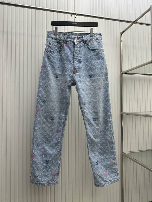 Lv Louis Tyler co-branded embroidered denim trousers Size: 30 32 34 36