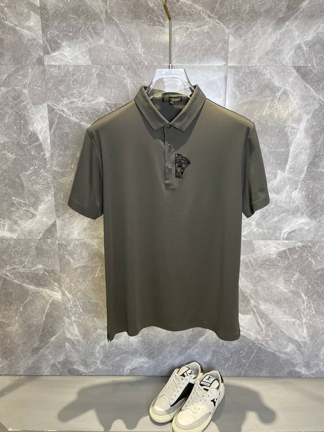 Versace 2025 Spring and Summer new men's lapel short-sleeved business casual Pol