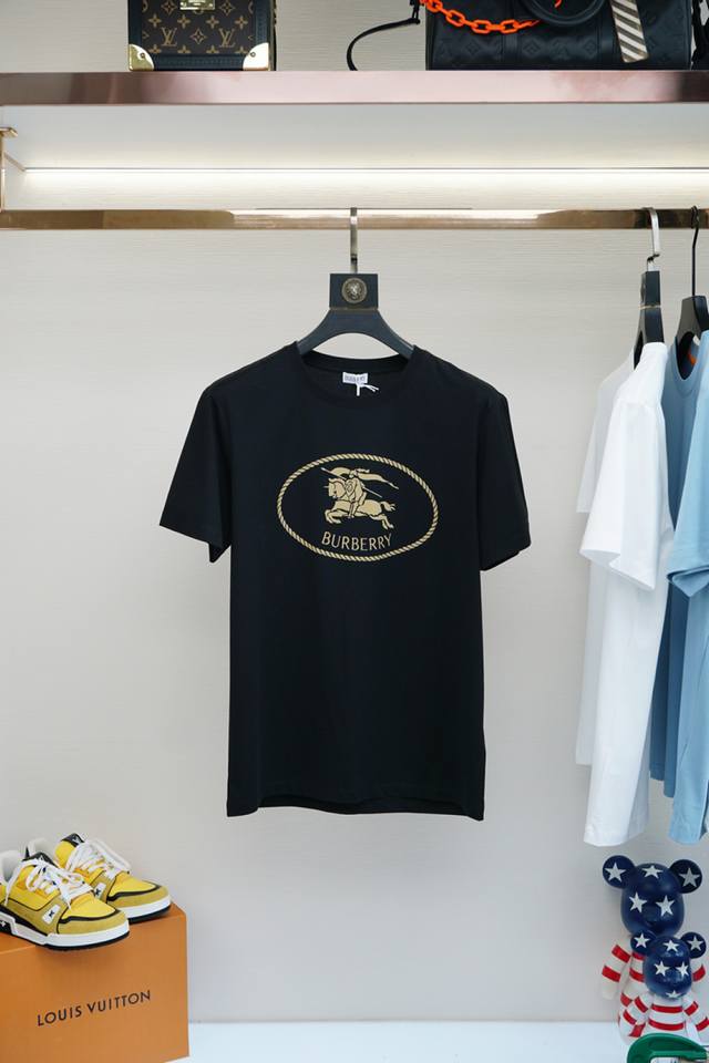 Burberry-25 Spring/Summer new digital printed logo short-sleeved T-shirt, with b