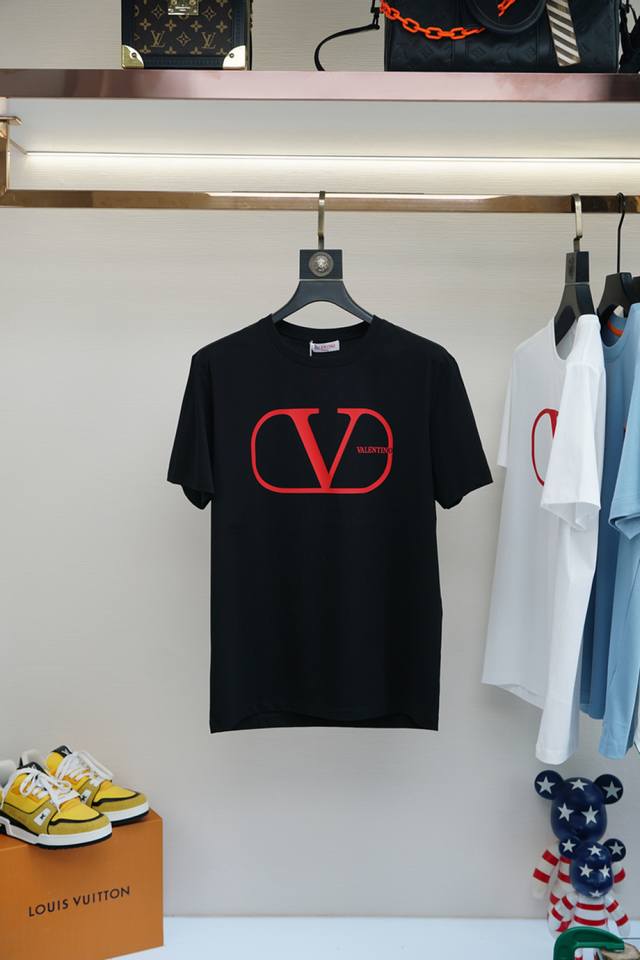Valentino-25 Spring/Summer new digital printed logo short-sleeved T-shirt, with