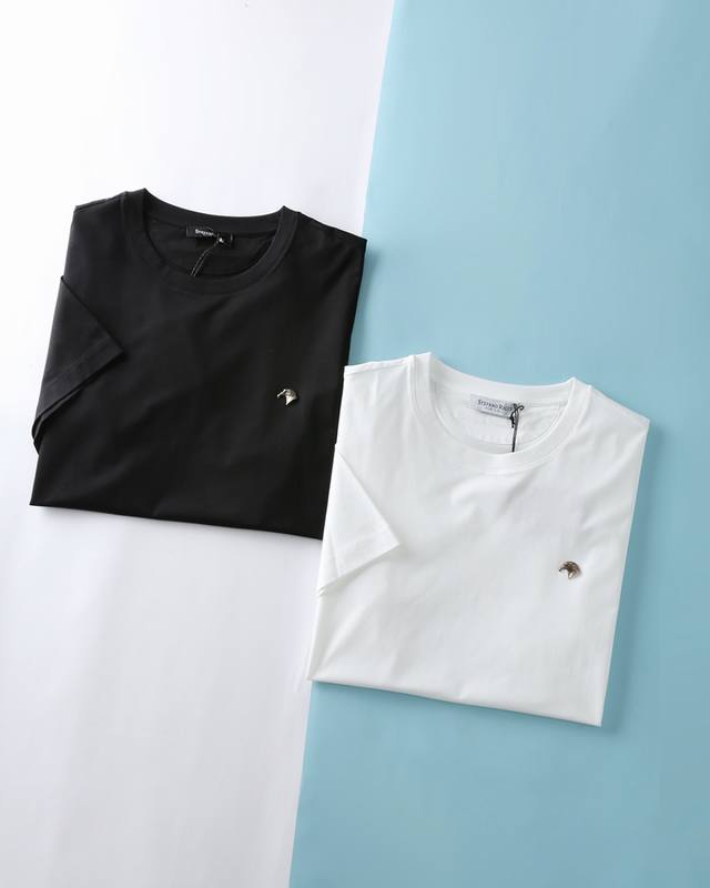 Stefano Ricci 25Ss new summer high-count mercerized cotton round neck short Tee,