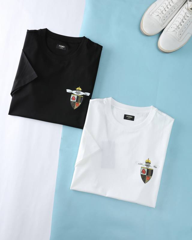 Fen*Di 25Ss early spring new double mercerized cotton basic round neck short tee