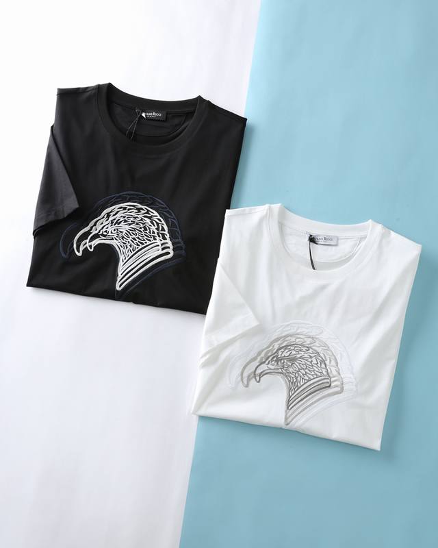 Stefano Ricci 25Ss new summer high-count double mercerized cotton round neck sho