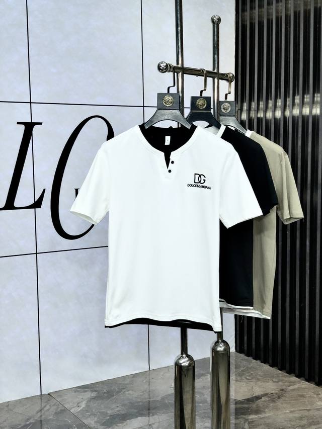 D&G. 2025 Spring and Summer new round neck short-sleeved T-shirt with letter log