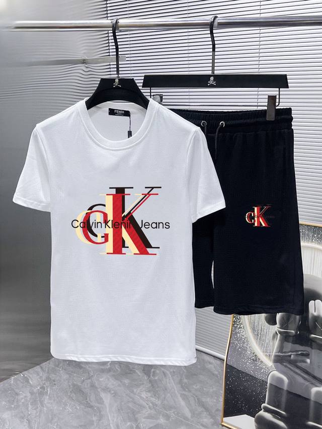 Straight brand Ck 2025 new men's short-sleeved shorts suit! Official website sim
