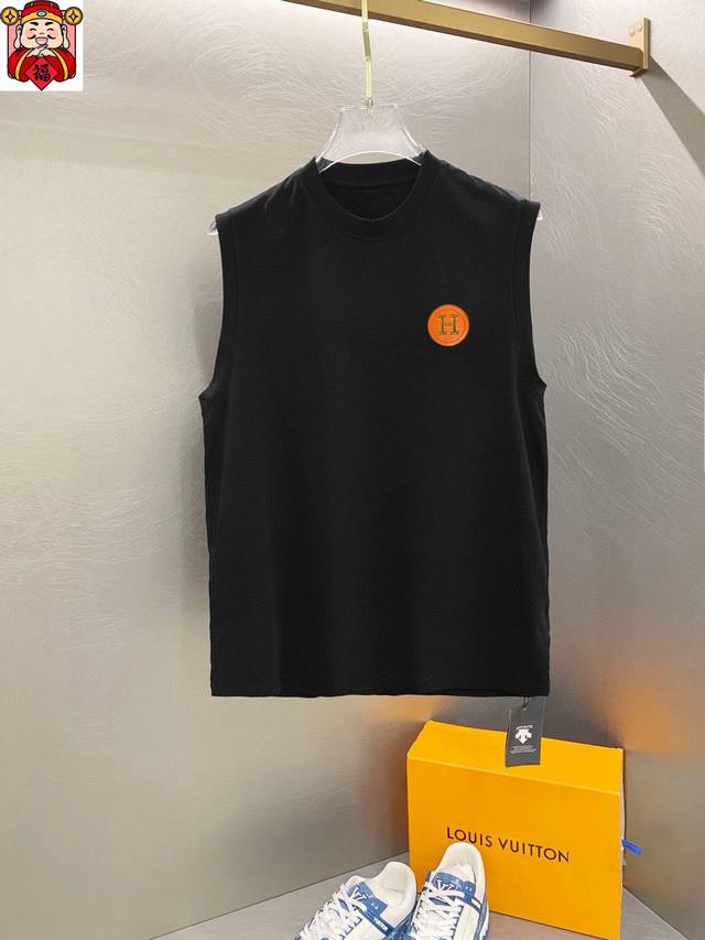 Straight brand Hermes Hermes 2025 summer new vest T-sleeve classic simple style