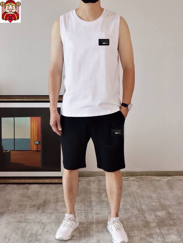 Straight brand Boss 2025 spring and summer new vest set, classic and simple styl