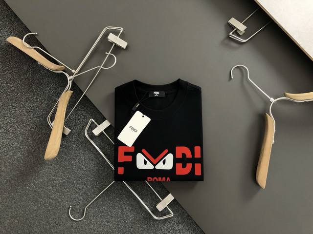 Fend* fitted version M-Xxxl 25 Spring and summer top black cartoon monster lette
