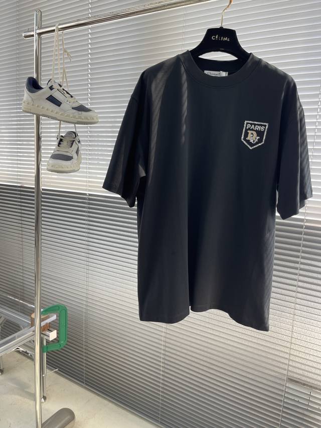 Dio hot diamond micro logo short-sleeved T-shirt uses 280g Xinjiang cotton ice-f
