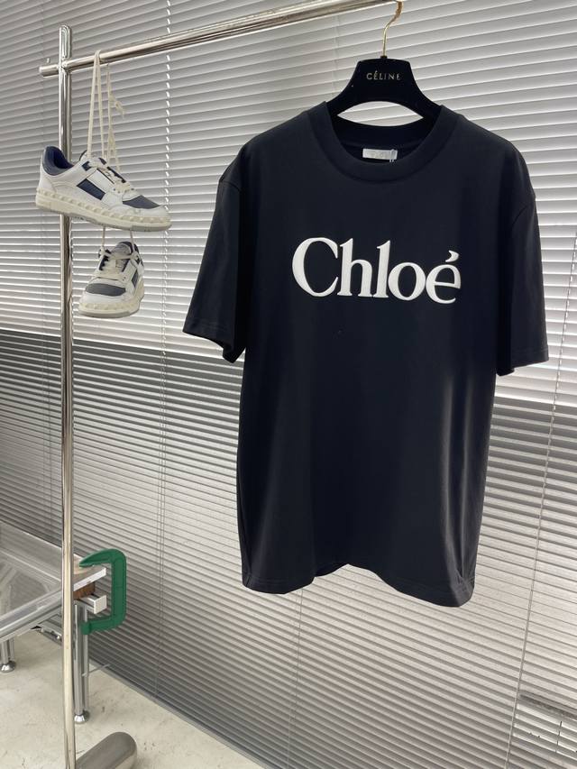 Chloe 25Ss summer fashion brand T-shirt! Brand basic style letter foam design. S