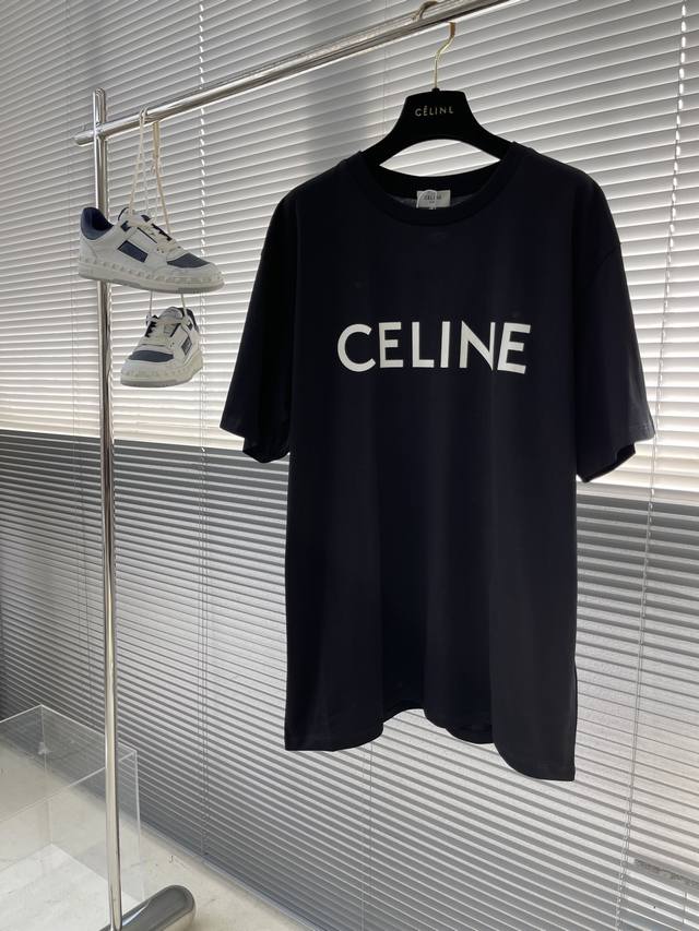 Celin classic Logo printed short sleeves Made of 170g 50-count double-strand, so