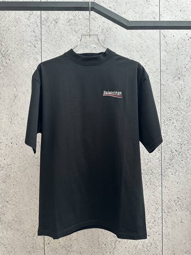 Blcg 23Ss Balenciaga Coke Wave Embroidery Short Sleeve T-shirt Active Black Colo