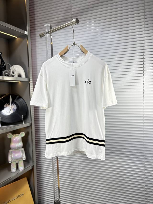Alo* Ss25 new summer short sleeves, top pattern logo, handsome and fashionable,