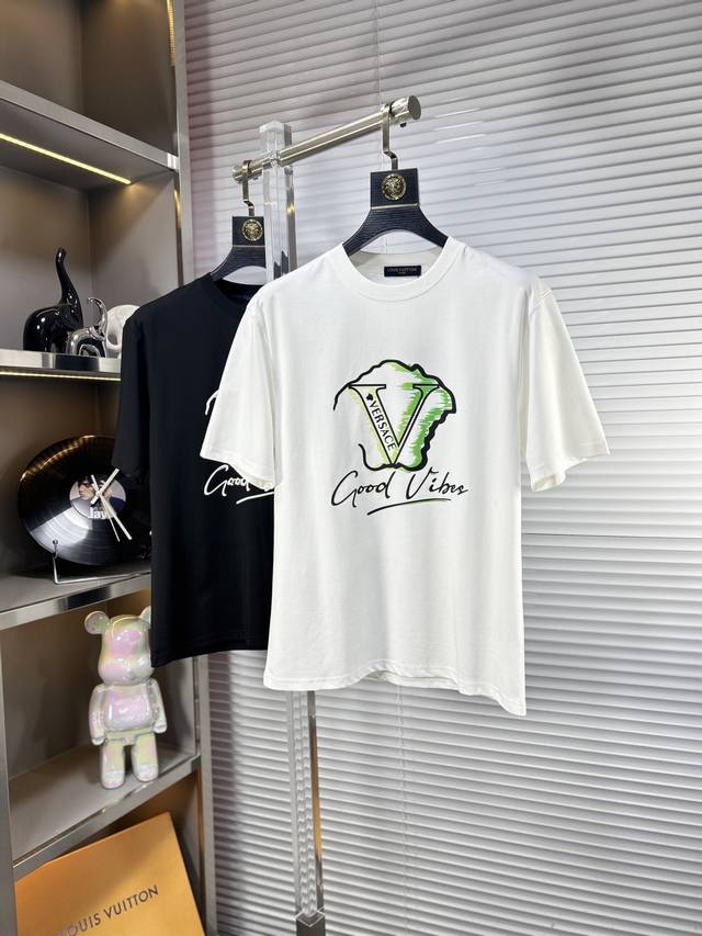 Vers*Versace Ss25 Spring and Summer new round neck short-sleeved T-shirt with pr