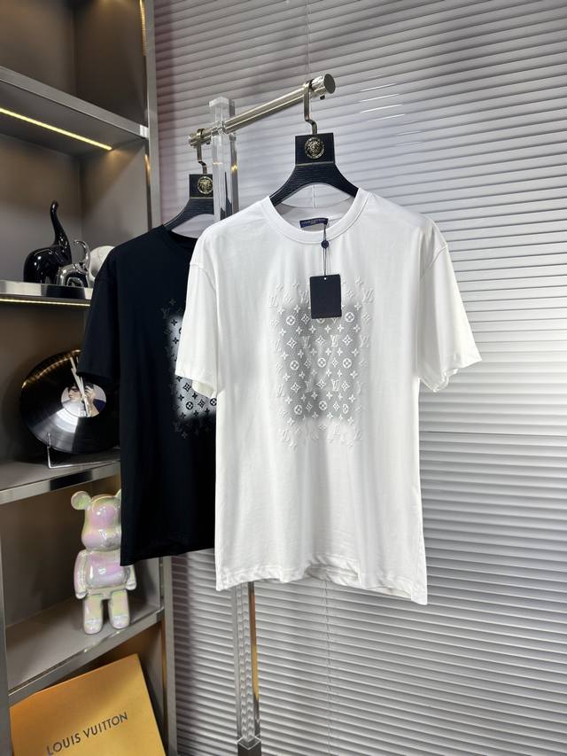 Lv*Louis Ss25 new summer short sleeves, top pattern logo, handsome and fashionab