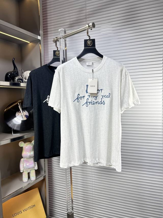 Dio* Dior Ss25 new summer short sleeves, top pattern logo, handsome and fashiona