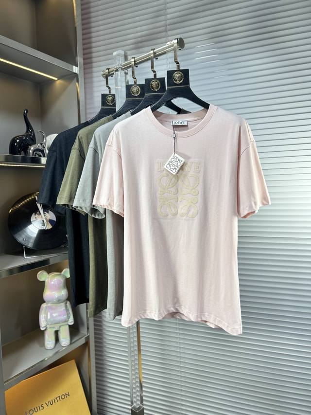Loew* Loewe Ss25 new summer short sleeves, top pattern logo, handsome and fashio