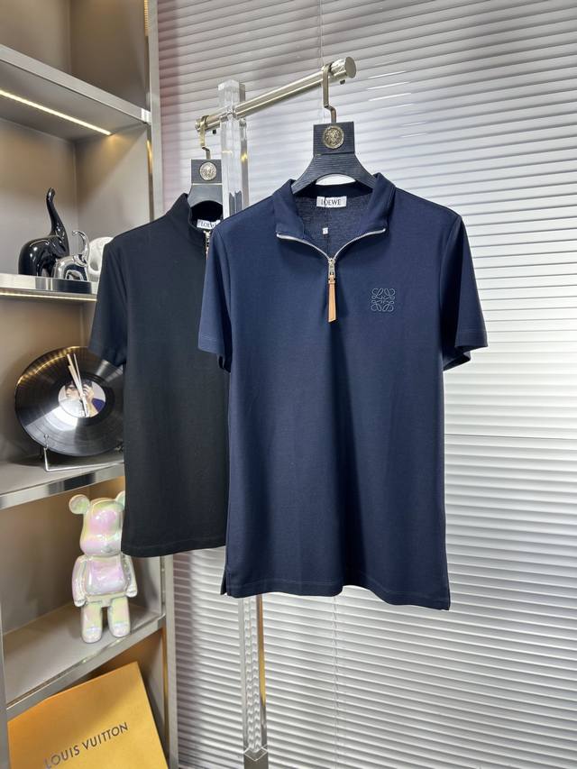 Lv*Loewe Ss25 new summer lapel Polo shirt. High-quality piqu