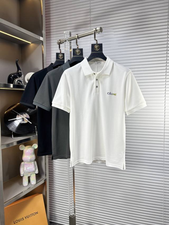 Celi* Celine Ss25 Early Spring New Lapel Polo Shirt High-quality piqu