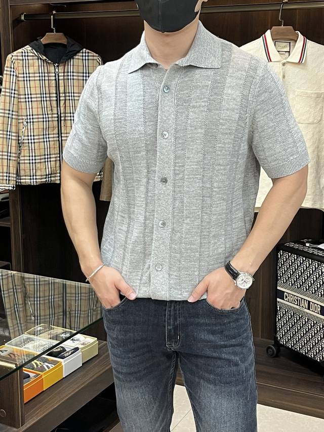 Mainly promote Bc 25Ss new cotton and linen ribbed knitted short-sleeved shirt.