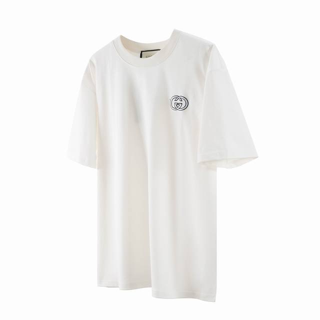 Special Price G11 Gucci Embroidered Double G Small Logo Short Sleeves Embroidere
