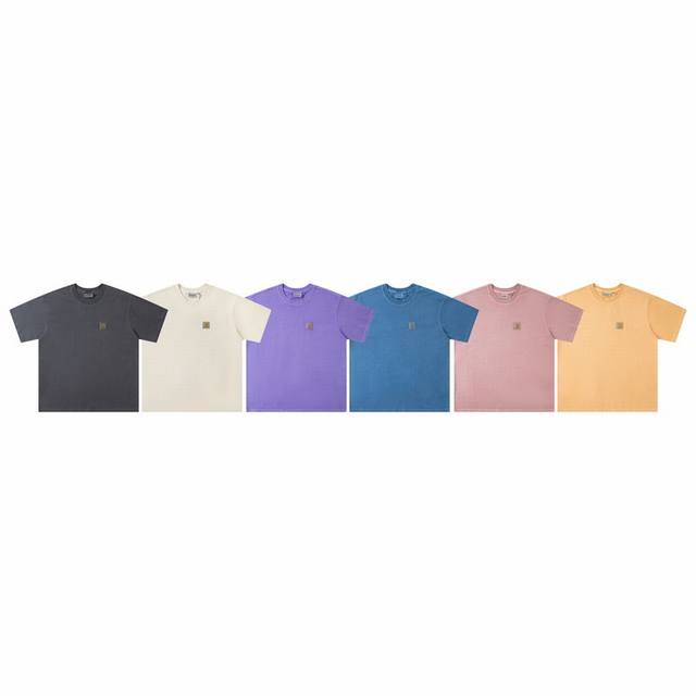 4050# Carhartt Wip Carhartt classic Logo small label round neck heavy washed sho